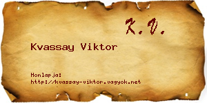 Kvassay Viktor névjegykártya